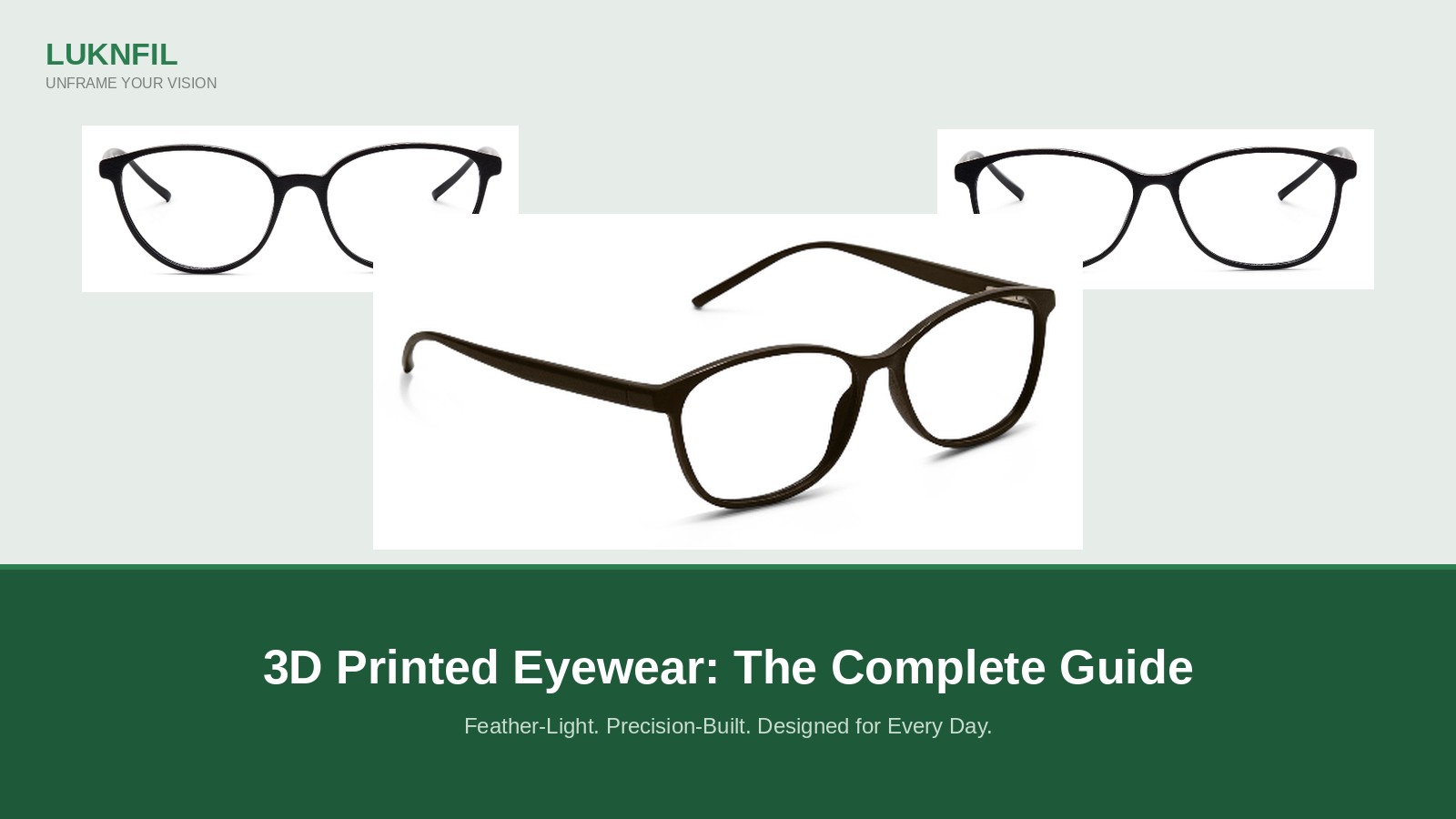 3D printed hybrid eyeglasses frame, LUKNFIL